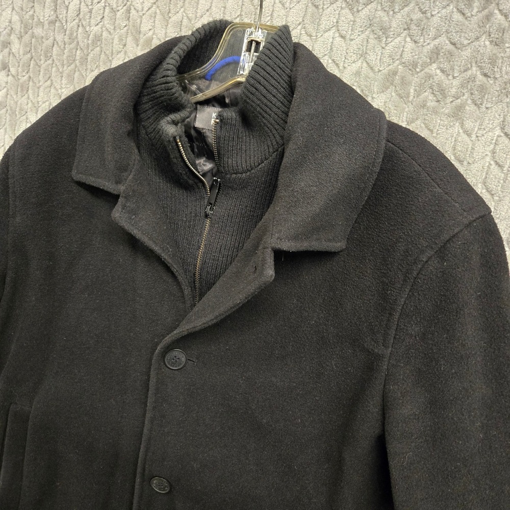 Kenneth Cole Reaction Men's Black Wool Blend Peacoat Jacket Size Medium Warm